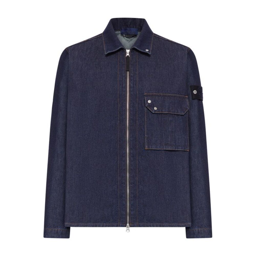Stone Island Men Cotton Denim Overshirt